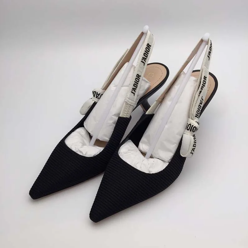 Dior Slingback Black Technical Fabric J'Adior Ribbon 6.5 CM Shoes Black for Women