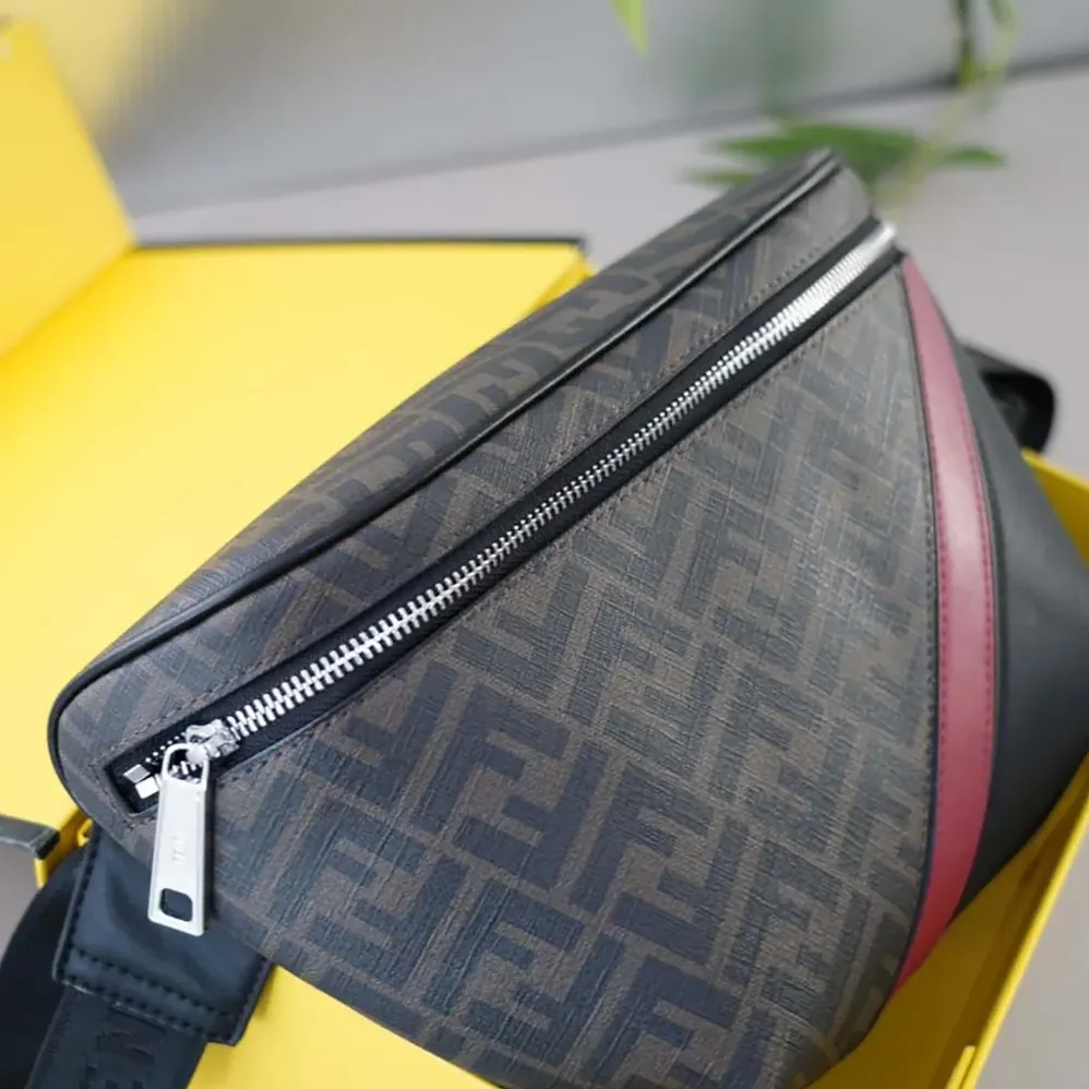 Fendi Diagonal Belt Bag Gray Fabric Belt Bag for Men in Red Fendi Diagonal Belt Bag Gray Fabric Belt Bag for Men in Red