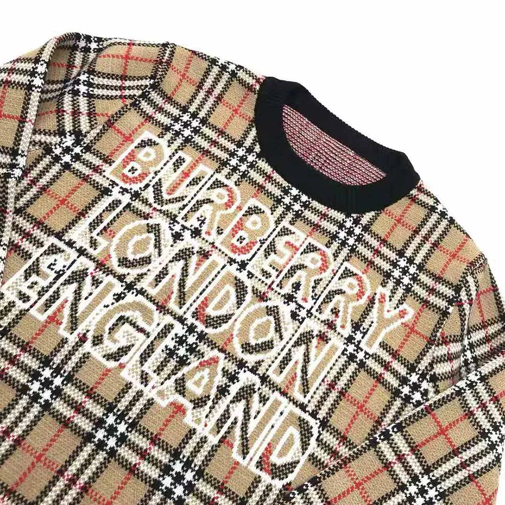 Burberry Logo Check Wool Cotton Jacquard Sweater for Women Burberry Logo Check Wool Cotton Jacquard Sweater for Women