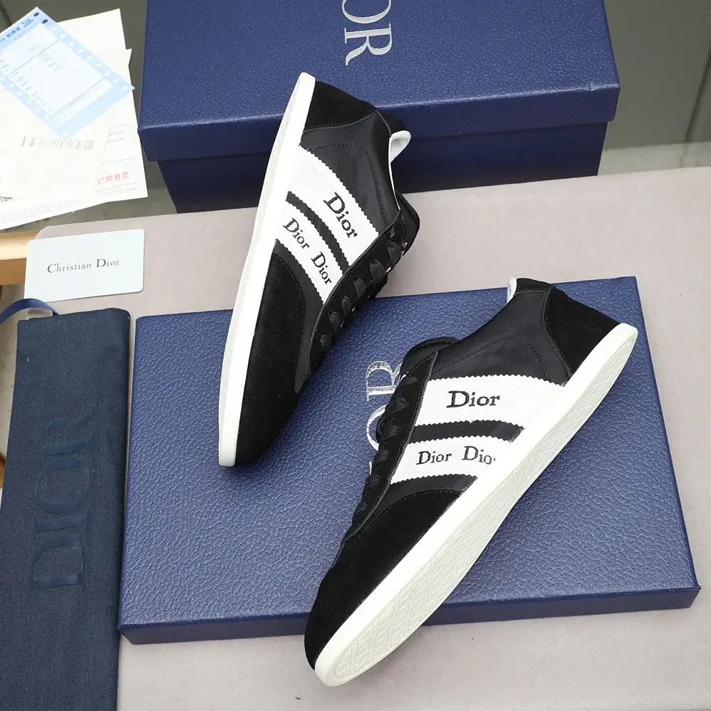 Dior Ribbon Sneaker Black Suede Calfskin and Technical Fabric for Unisex