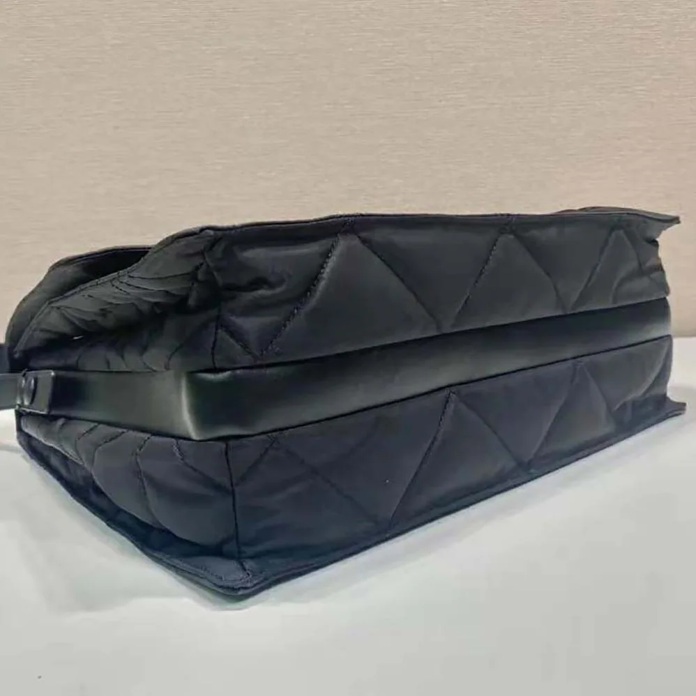 Prada Topstitched Re-Nylon Shoulder Bag for Women in Black Prada Topstitched Re-Nylon Shoulder Bag for Women in Black