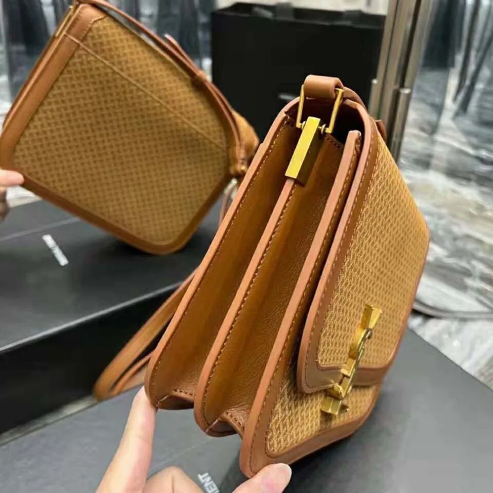 Saint Laurent YSL Solferino Medium Satchel in Leather and a Braided Suede Print for Women Saint Laurent YSL Solferino Medium Satchel in Leather and a Braided Suede Print for Women