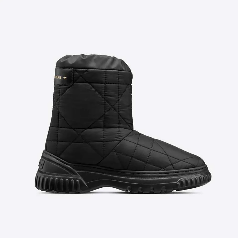 Dior Frost Ankle Boot Black Cannage Quilted Nylon and Shearling for Women