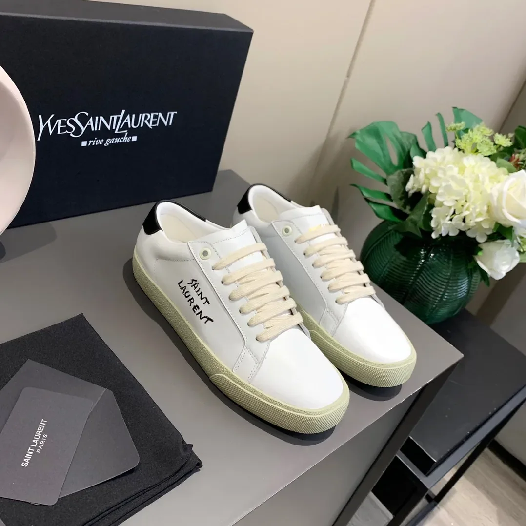 Saint Laurent Court Classic Sl/06 Embroidered Sneakers White YSL Saint Laurent Court Classic Sl/06 Embroidered Sneakers White YSL