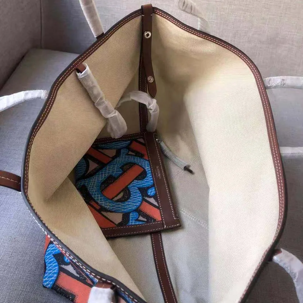 Burberry Mini Monogram Print E-canvas Beach Tote for Women in Orange