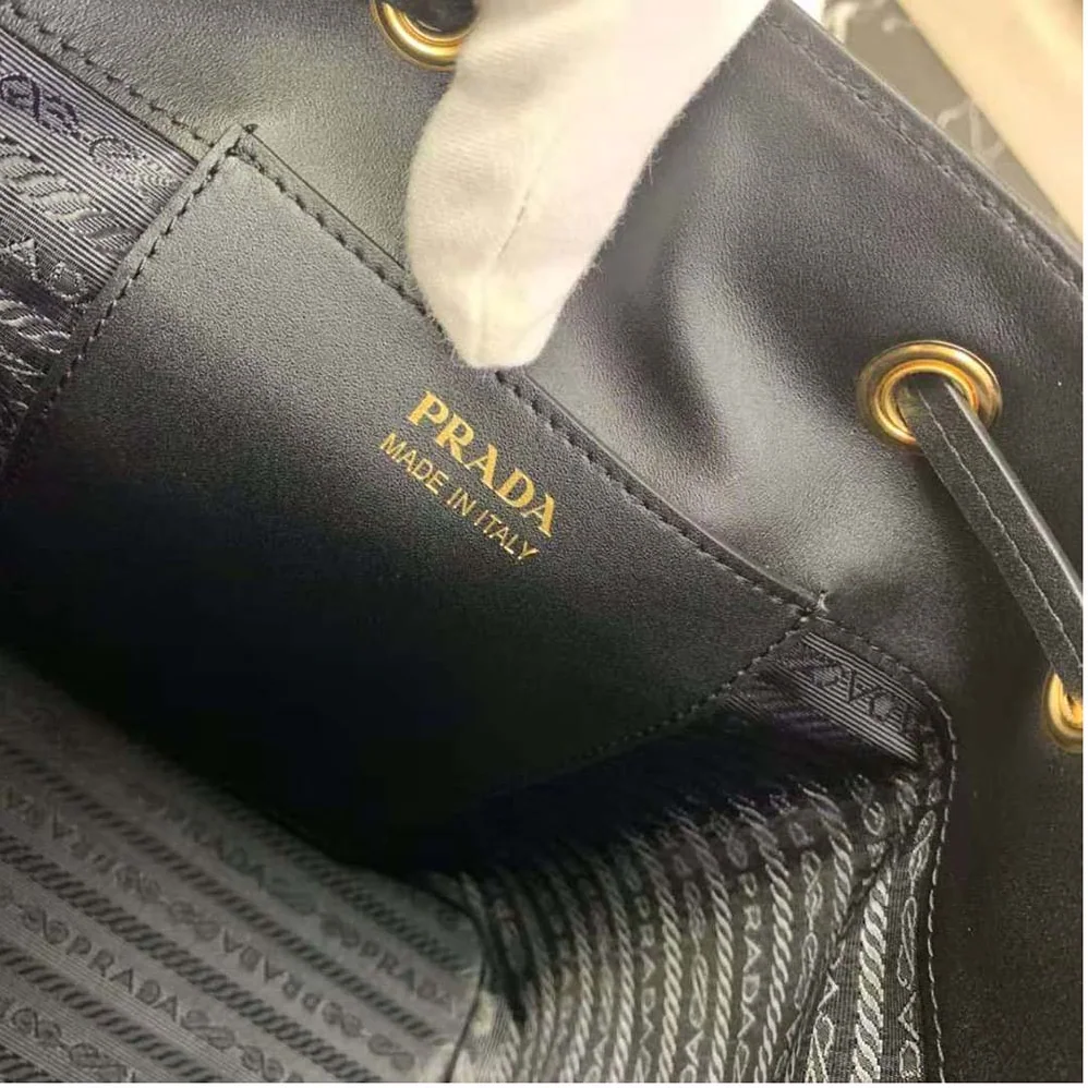 Prada Saffiano Leather Bucket Bag for Women in Black