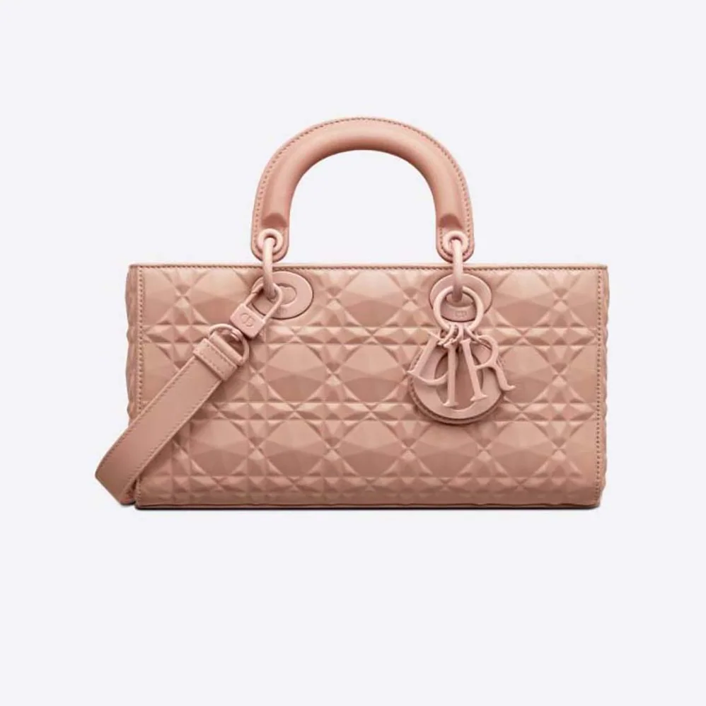 Dior Lady D-Joy Bag Rose Des Vents Cannage Calfskin with Diamond Motif for Women