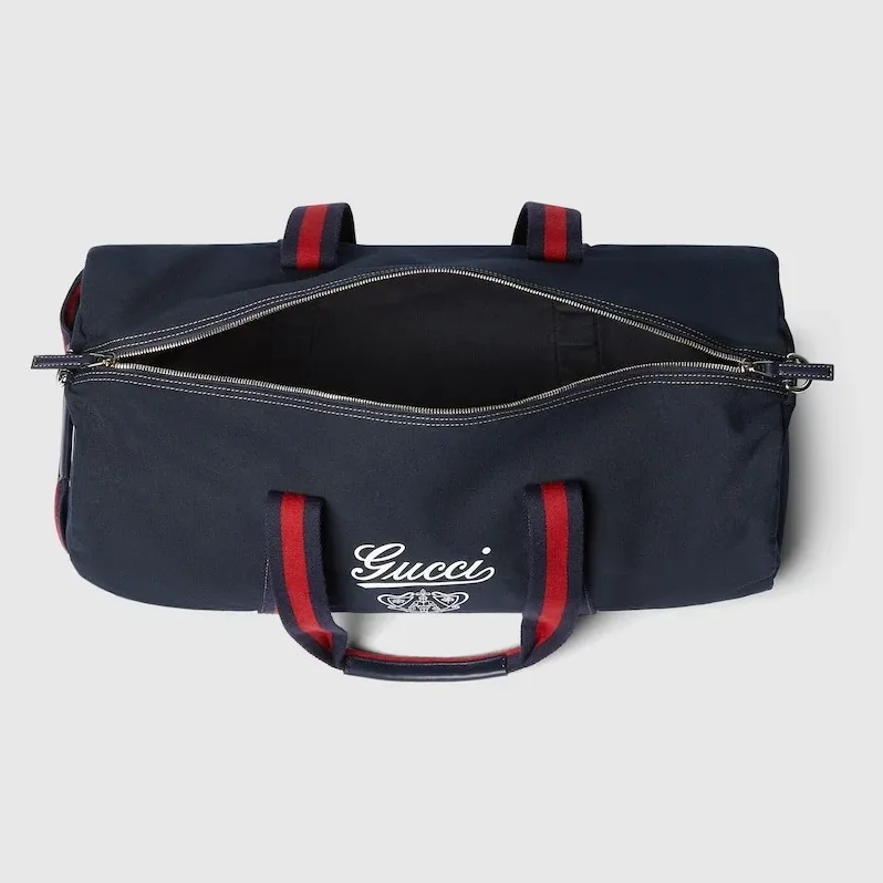 Gucci Large Printed Canvas Duffle Bag Dark Blue / Gucci Large Printed Canvas Duffle Bag Dark Blue /