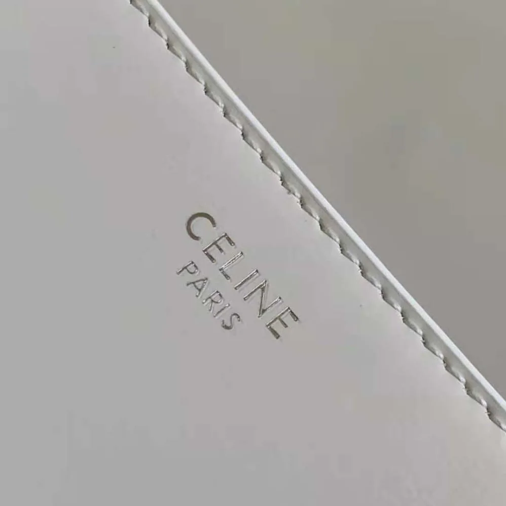 Celine Trapeze Triomphe Bag in Shiny Calfskin for Women in White Celine Trapeze Triomphe Bag in Shiny Calfskin for Women in White