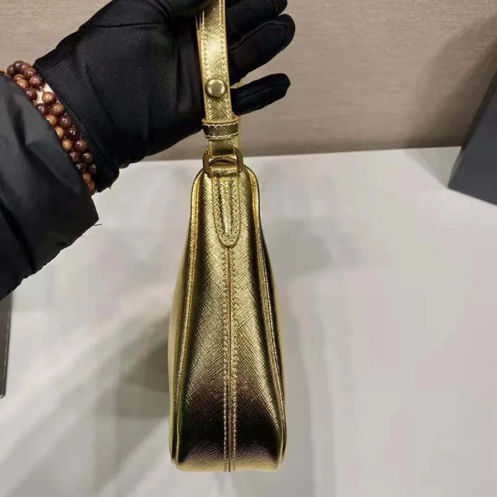 Prada Saffiano Leather Mini Bag for Women in Gold Prada Saffiano Leather Mini Bag for Women in Gold
