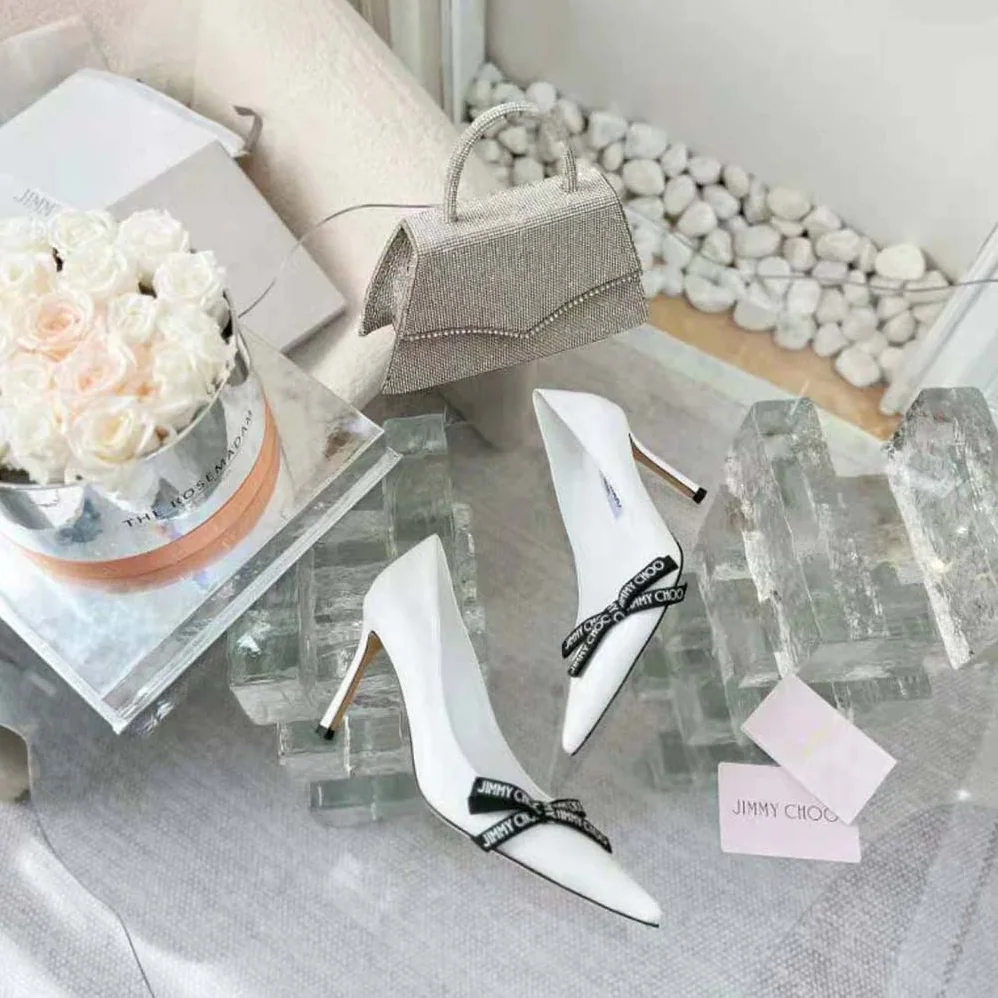 Jimmy Choo Romy 85 Latte Nappa Leather Pumps with Jimmy Choo Bow for Women Jimmy Choo Romy 85 Latte Nappa Leather Pumps with Jimmy Choo Bow for Women
