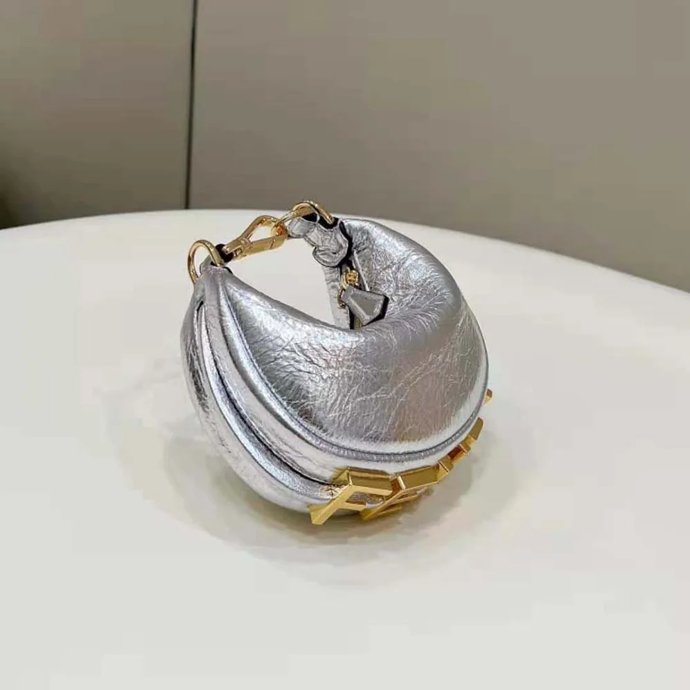 Fendi Nano Fendigraphy Silver Leather Charm for Women