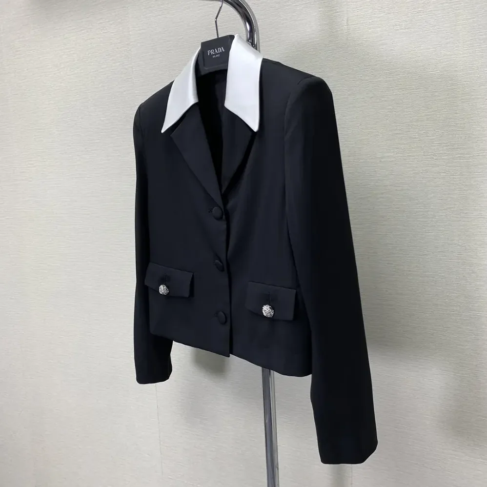 Prada Single-breasted Wool and Satin Jacket for Women