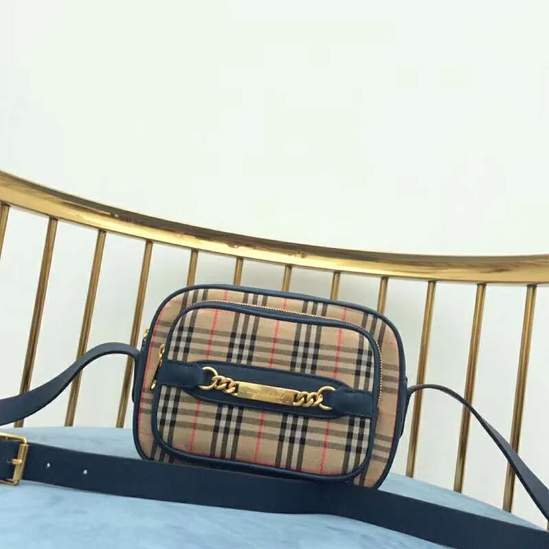 Burberry The 1983 Check Link Camera Bag for Men in Blue Burberry The 1983 Check Link Camera Bag for Men in Blue