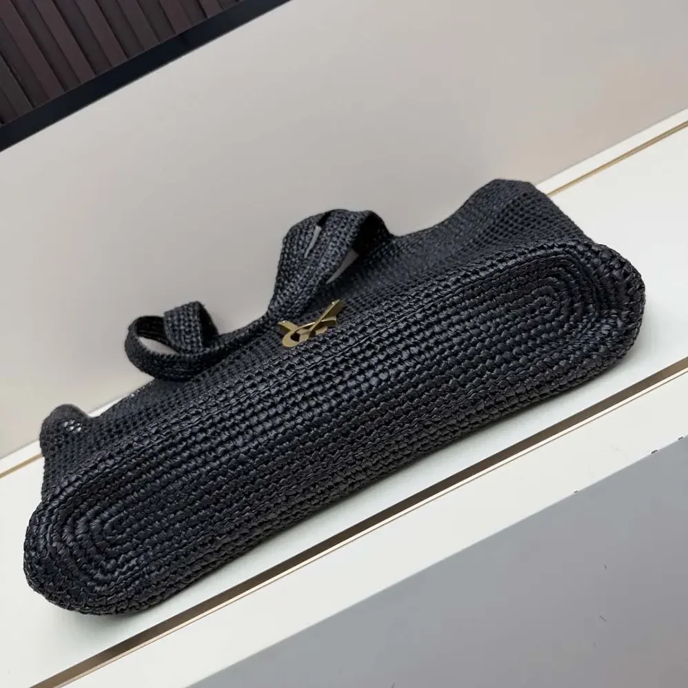 Saint Laurent YSL Icare In Raffia Black for Women Saint Laurent YSL Icare In Raffia Black for Women
