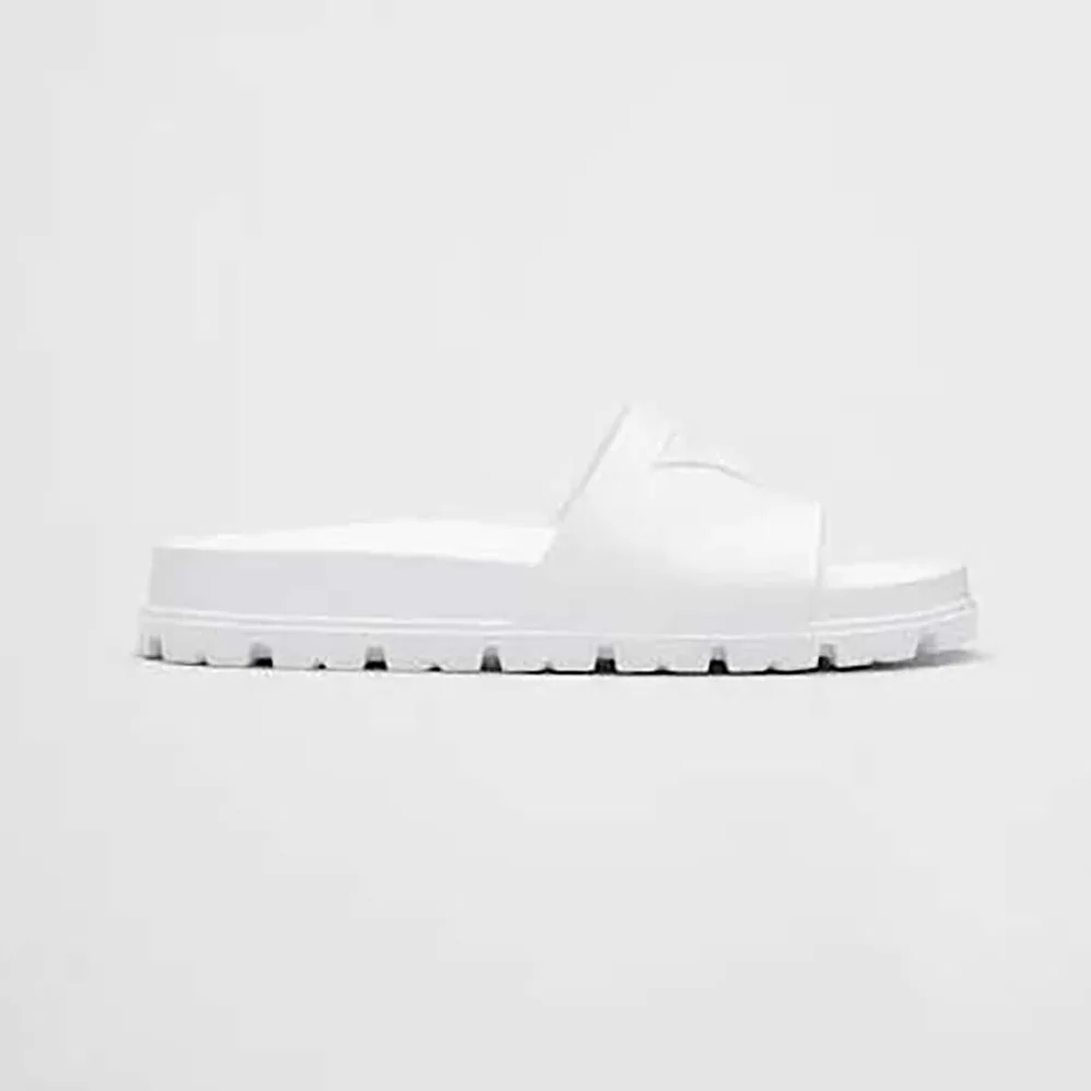 Prada Rubber Slides In 20 mm Heel Height for Women in White Prada Rubber Slides In 20 mm Heel Height for Women in White