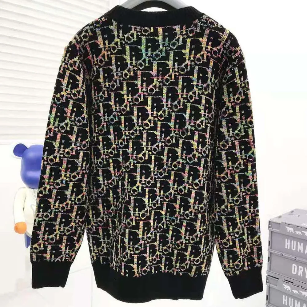 Dior Oblique Sweater Black Wool Jacquard for Men