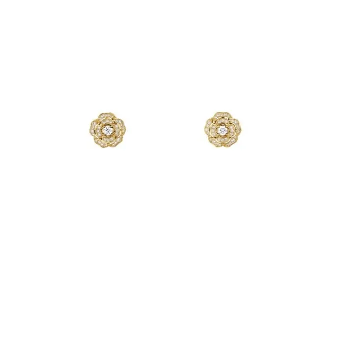Chanel Bouton De Camélia Transformable Earrings Yellow Gold