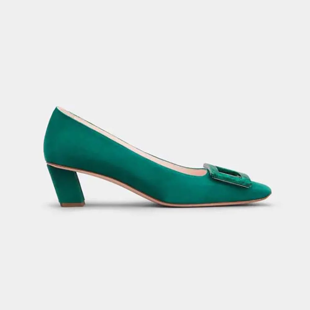 Roger Vivier Belle Vivier Stone Buckle Pumps in Suede for Women Roger Vivier Belle Vivier Stone Buckle Pumps in Suede for Women