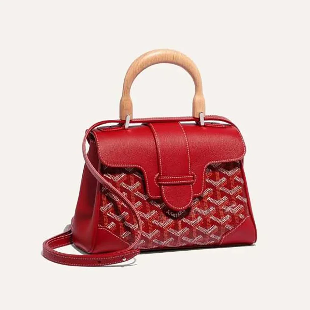 Goyard Sac Saïgon Souple Mini in Toile Goyardine & Chevroches Calfskin for Women in Red