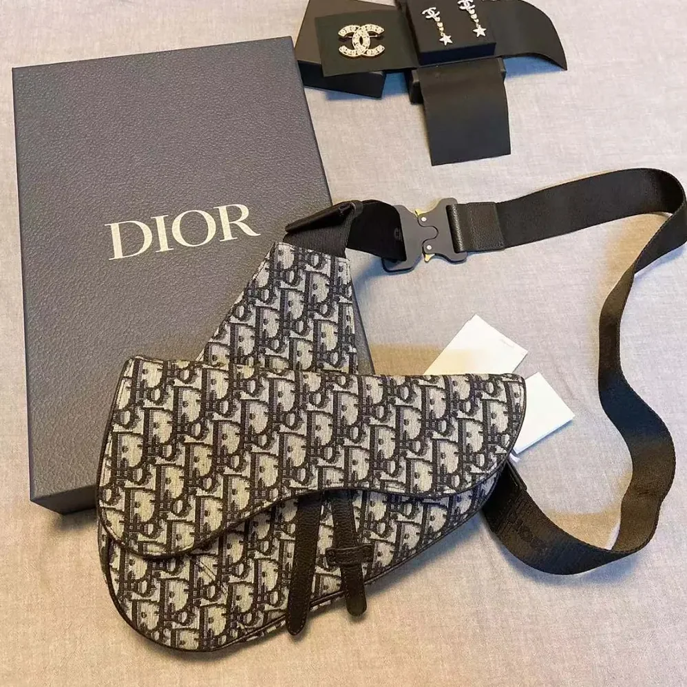 Dior Saddle Bag Beige and Black Dior Oblique Jacquard for Men Dior Saddle Bag Beige and Black Dior Oblique Jacquard for Men