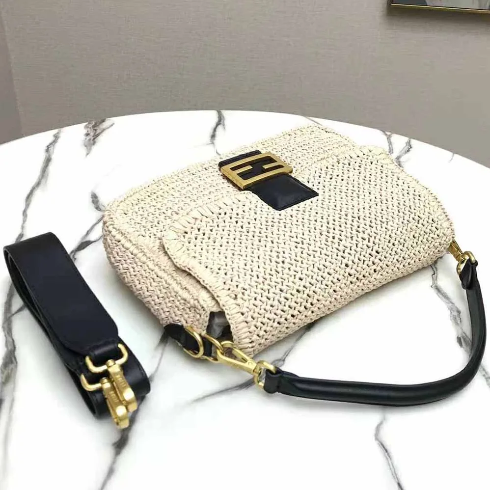 Fendi Baguette Large Natural Straw Bag for Women Fendi Baguette Large Natural Straw Bag for Women
