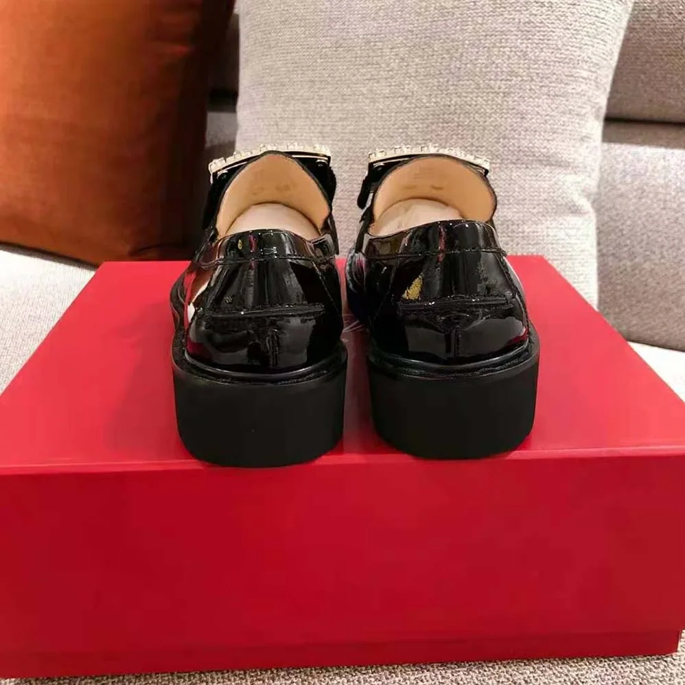 Roger Vivier Viv' Rangers Strass Buckle Loafers for Women in Black Roger Vivier Viv' Rangers Strass Buckle Loafers for Women in Black