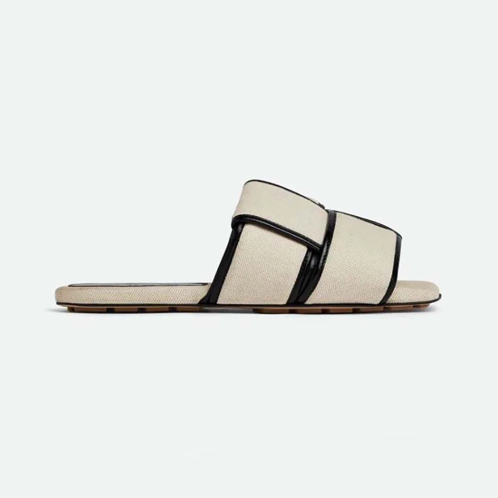 Bottega Veneta Patch Flat Mule Padded Intreccio Canvas and Leather Flat Mules for Women Bottega Veneta Patch Flat Mule Padded Intreccio Canvas and Leather Flat Mules for Women