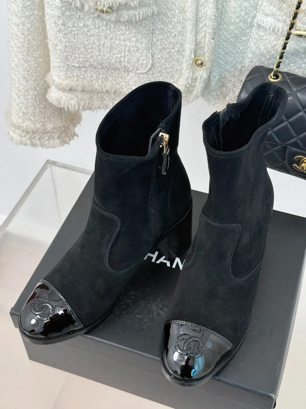 Chanel Ankle Chunky Heel Boots Black / Chanel Ankle Chunky Heel Boots Black /
