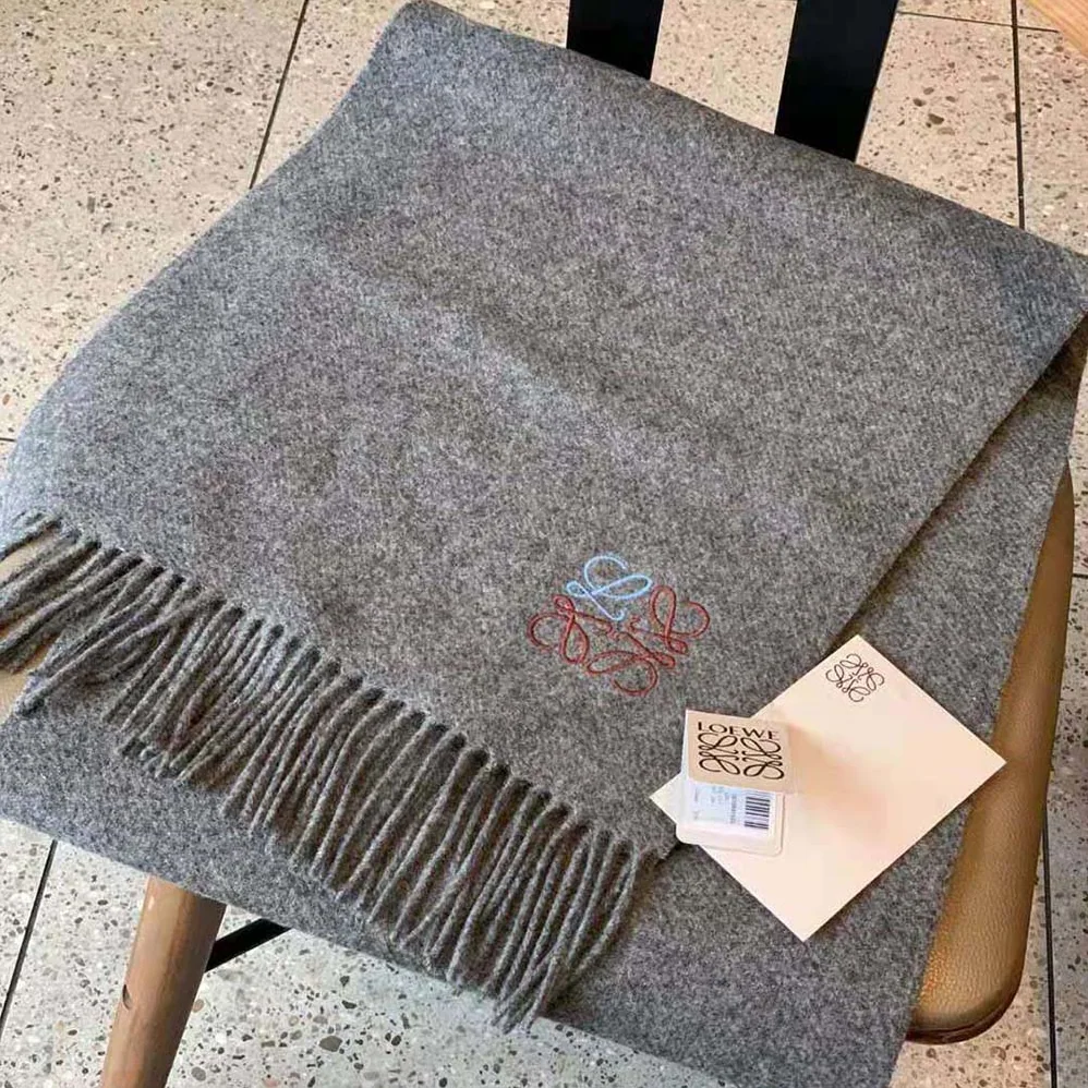 Loewe Anagram Scarf in Cashmere for Women in Gray Loewe Anagram Scarf in Cashmere for Women in Gray