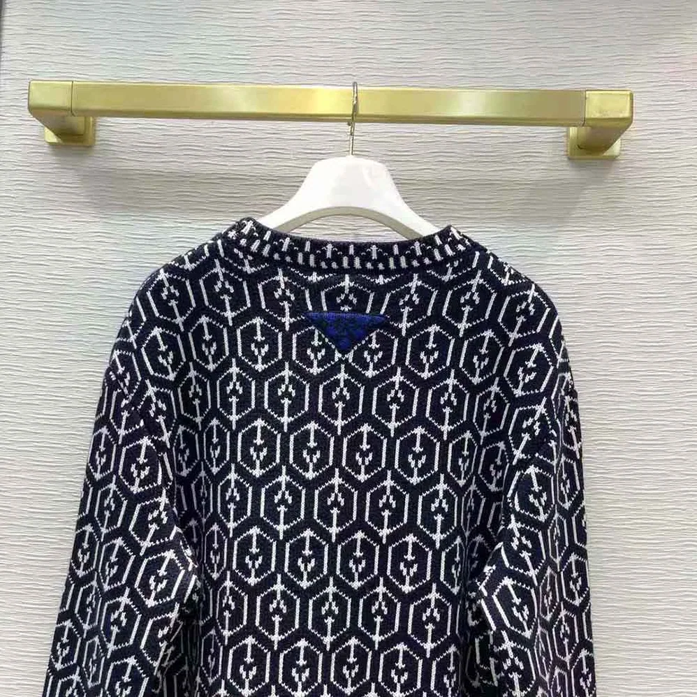 Prada Jacquard Shetland Wool Cardigan for Women Prada Jacquard Shetland Wool Cardigan for Women