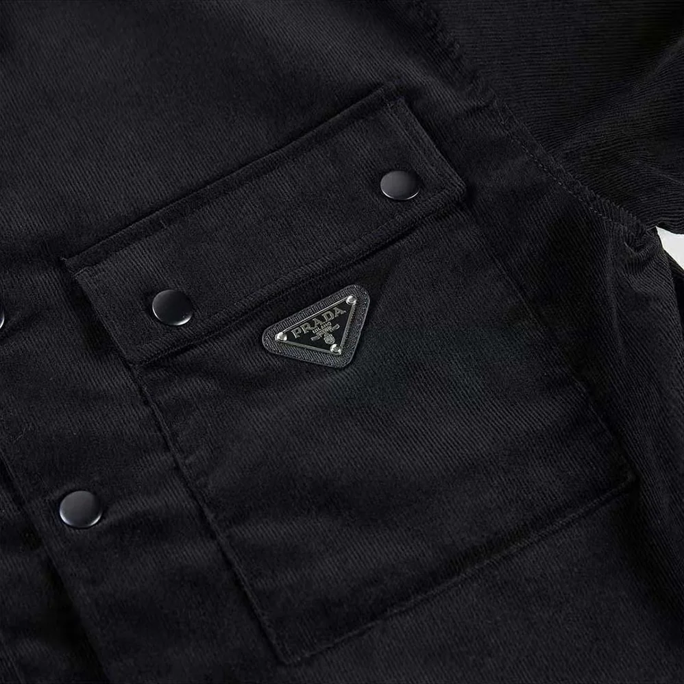 Prada Pinwale Corduroy Shirt for Men in Black