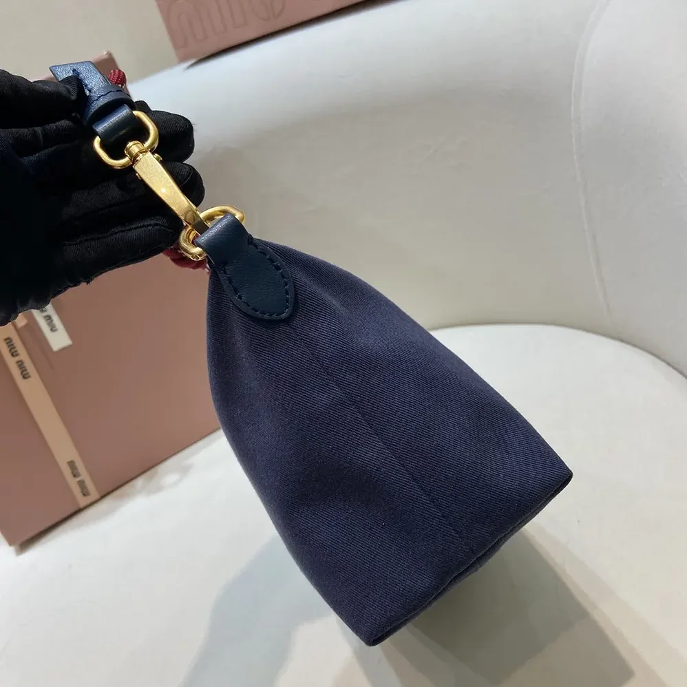 Miu Miu Gabardine Pouch for Women in Navy Miu Miu Gabardine Pouch for Women in Navy