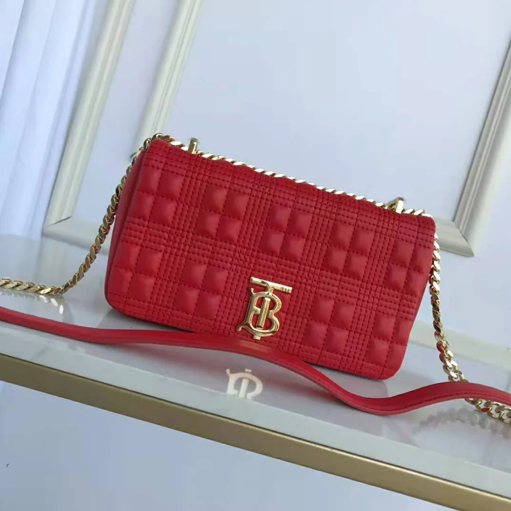 Burberry Small Quilted Lambskin Lola Bag for Women in Red
