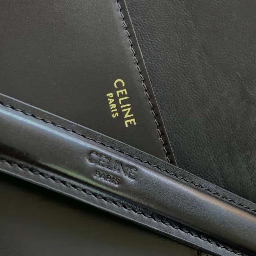 Celine Medium Bag Triomphe Frame in Shiny Calfskin for Women in Black