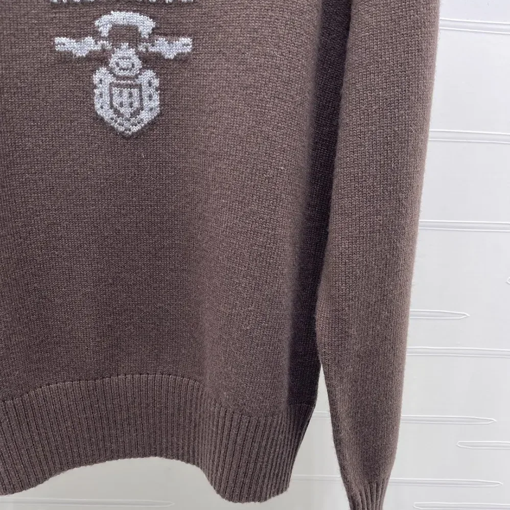 Prada Cashmere And Wool Prada Logo Crew-Neck Sweater for Men in Dark Brown