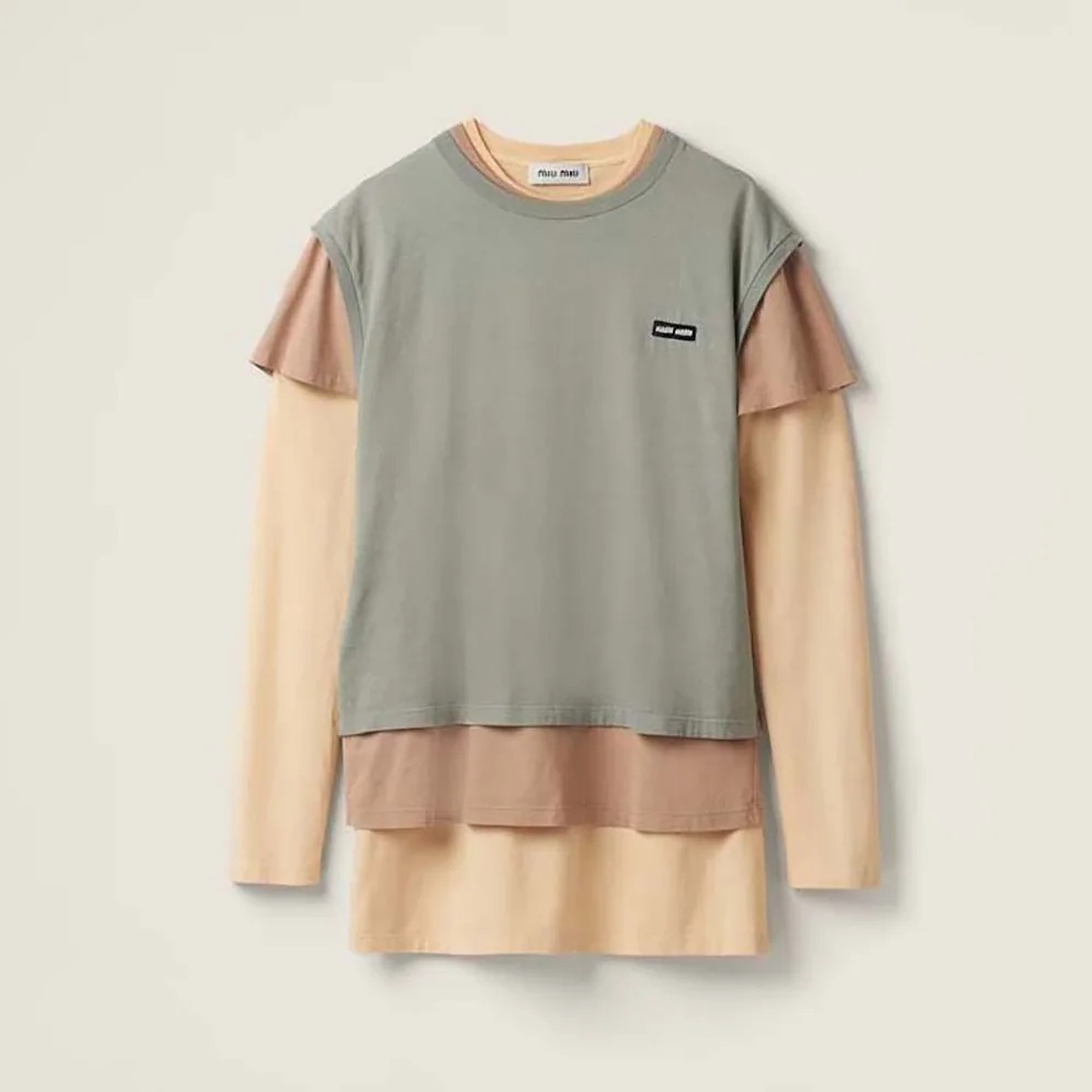 Miu Miu Set of 3 Jersey T for Women in shirts with Logo Patch Miu Miu Set of 3 Jersey T for Women in shirts with Logo Patch