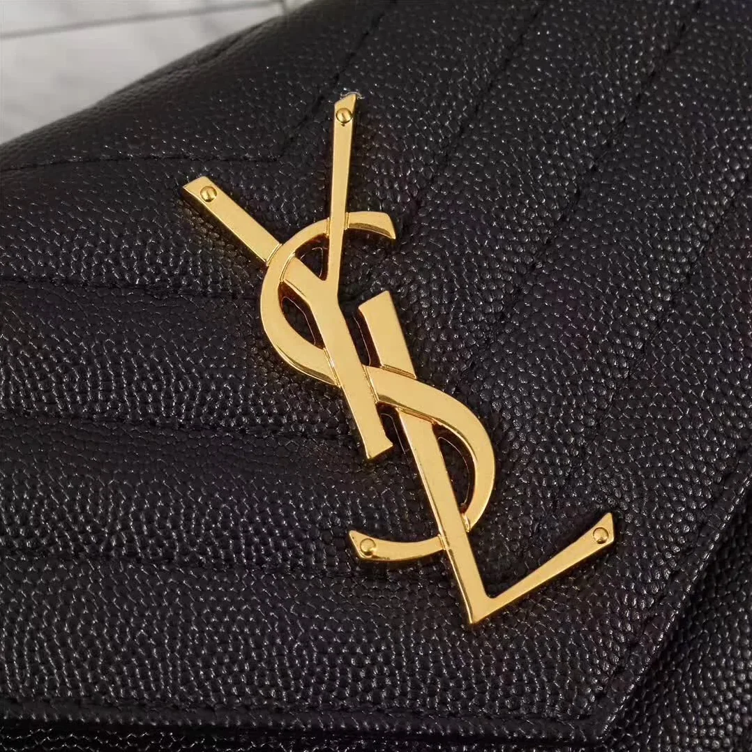 Saint Laurent YSL Medium Monogram Envelope Chain Wallet Gold Hardware in Black Saint Laurent YSL Medium Monogram Envelope Chain Wallet Gold Hardware in Black