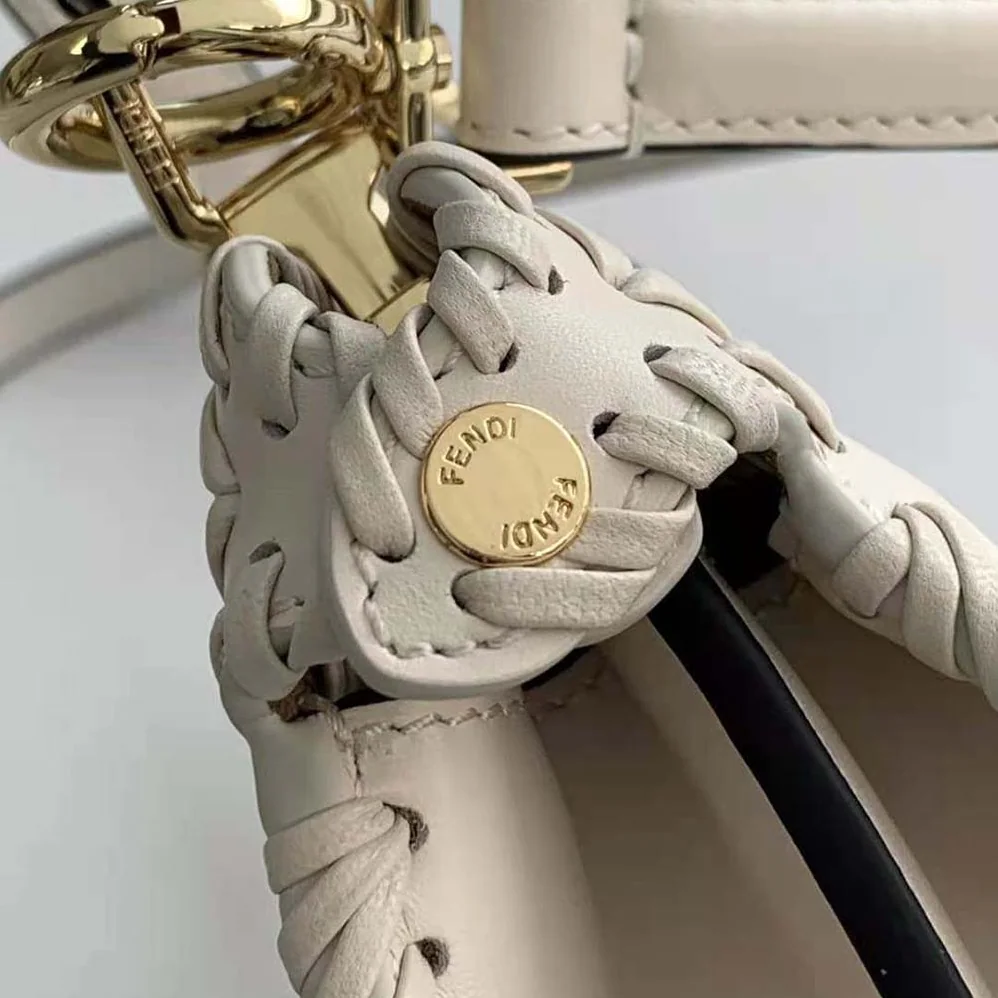 Fendi Peekaboo ISeeU Petite White Padded Calfskin Leather Bag for Women Fendi Peekaboo ISeeU Petite White Padded Calfskin Leather Bag for Women