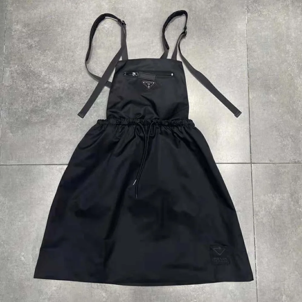 Prada Re-Nylon Gabardine Pinafore Dress for Women in Black Prada Re-Nylon Gabardine Pinafore Dress for Women in Black