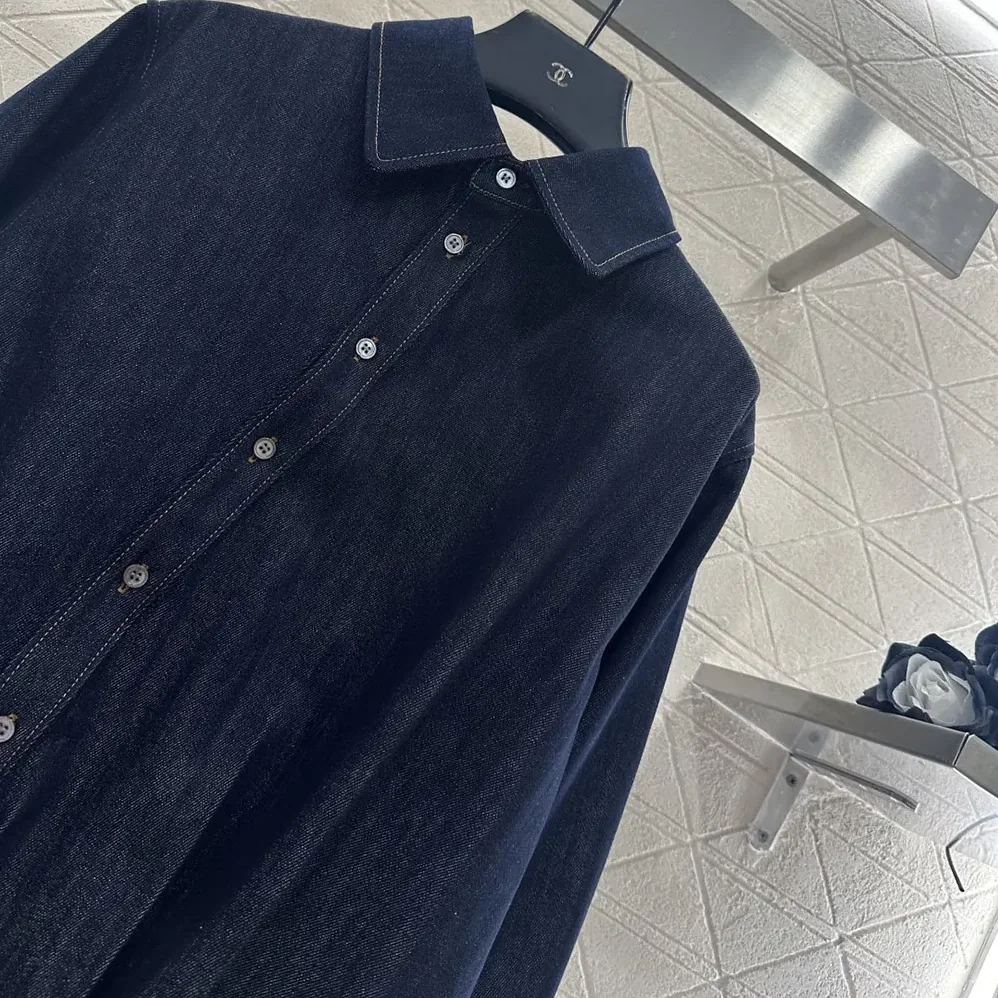 Loewe Draped Shirt in Denim-S359Y1DX19 for Women