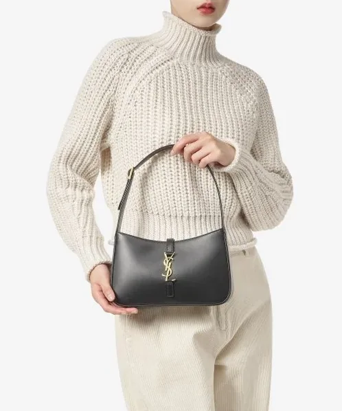 Saint Laurent YSL Small Le 5 À 7 Hobo Bag In Smooth Leather Black Saint Laurent YSL Small Le 5 À 7 Hobo Bag In Smooth Leather Black
