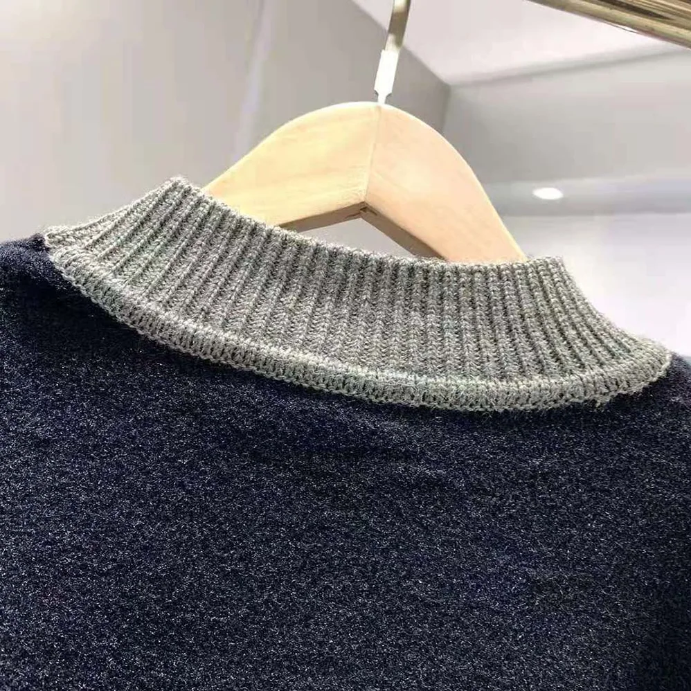 Fendi Black wool Sweater with High Collar and Long Sleeves for Men