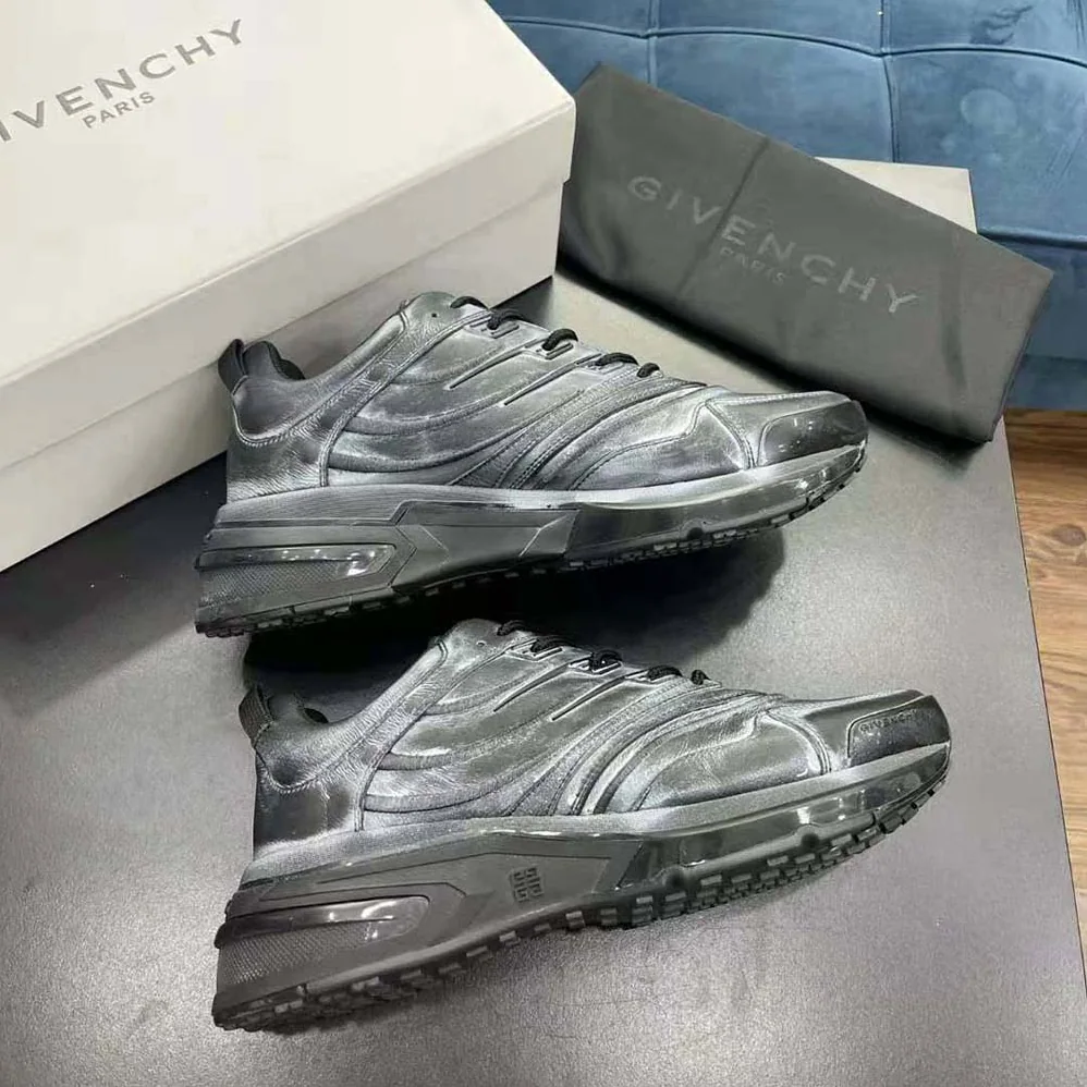 Givenchy Giv 1 Sneakers in Leather with Tag Effect Prints for Men in Black