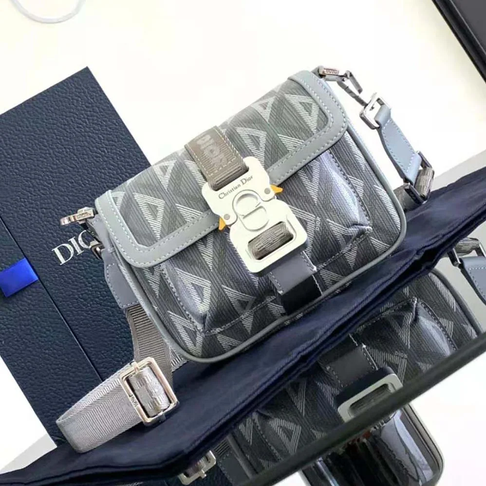 Dior Mini Dior Hit the Road Bag Dior Gray CD Diamond Canvas for Men Dior Mini Dior Hit the Road Bag Dior Gray CD Diamond Canvas for Men