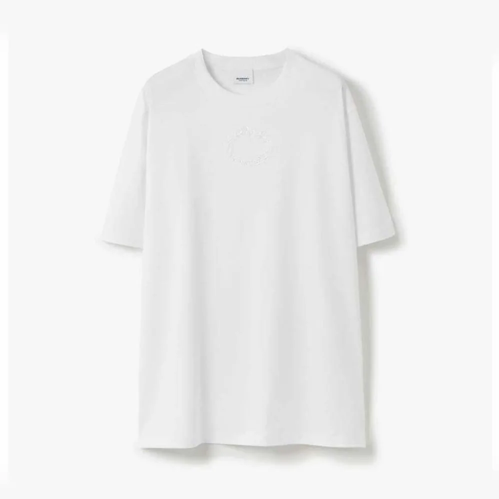 Burberry Embroidered Oak Leaf Crest Cotton T-shirt for Men in White