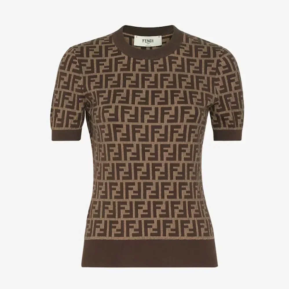 Fendi Sweater Brown FF Cotton for Women Fendi Sweater Brown FF Cotton for Women