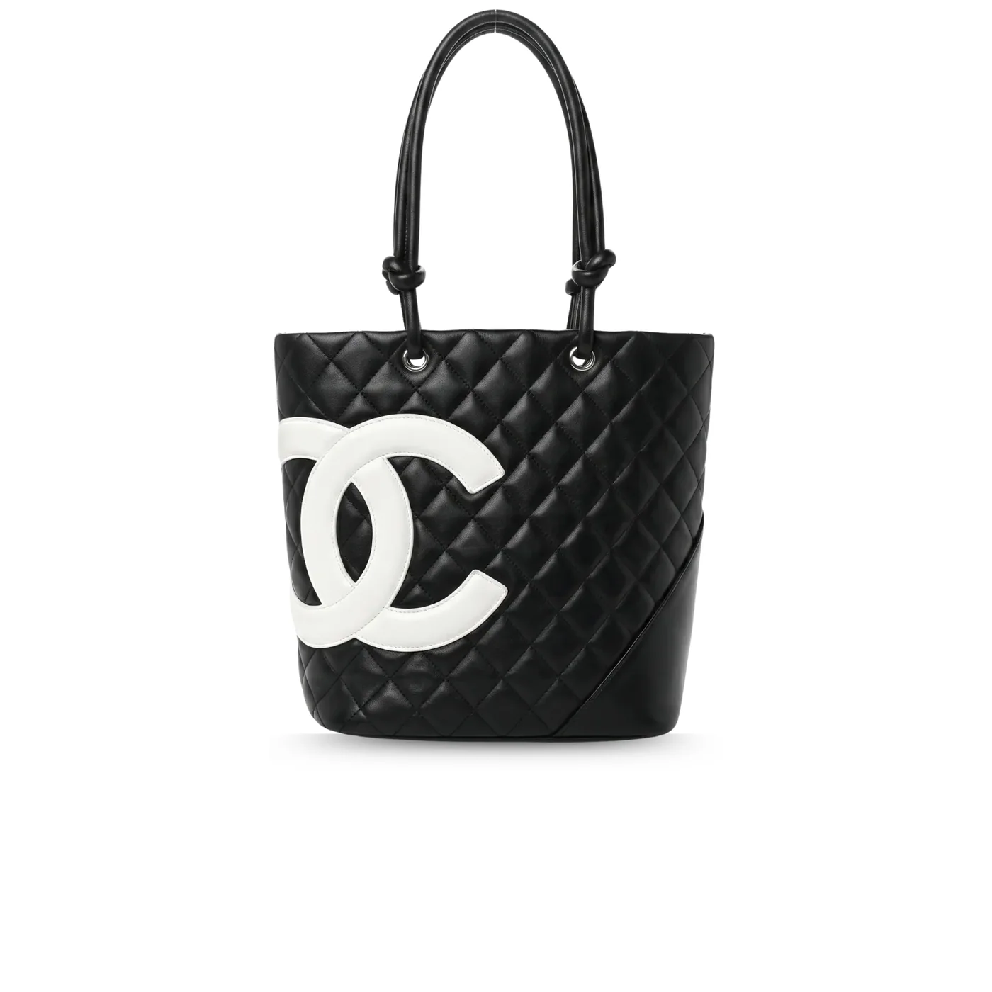 Chanel Cambon Ligne Medium Tote Bag in Black/ White Silver Hardware