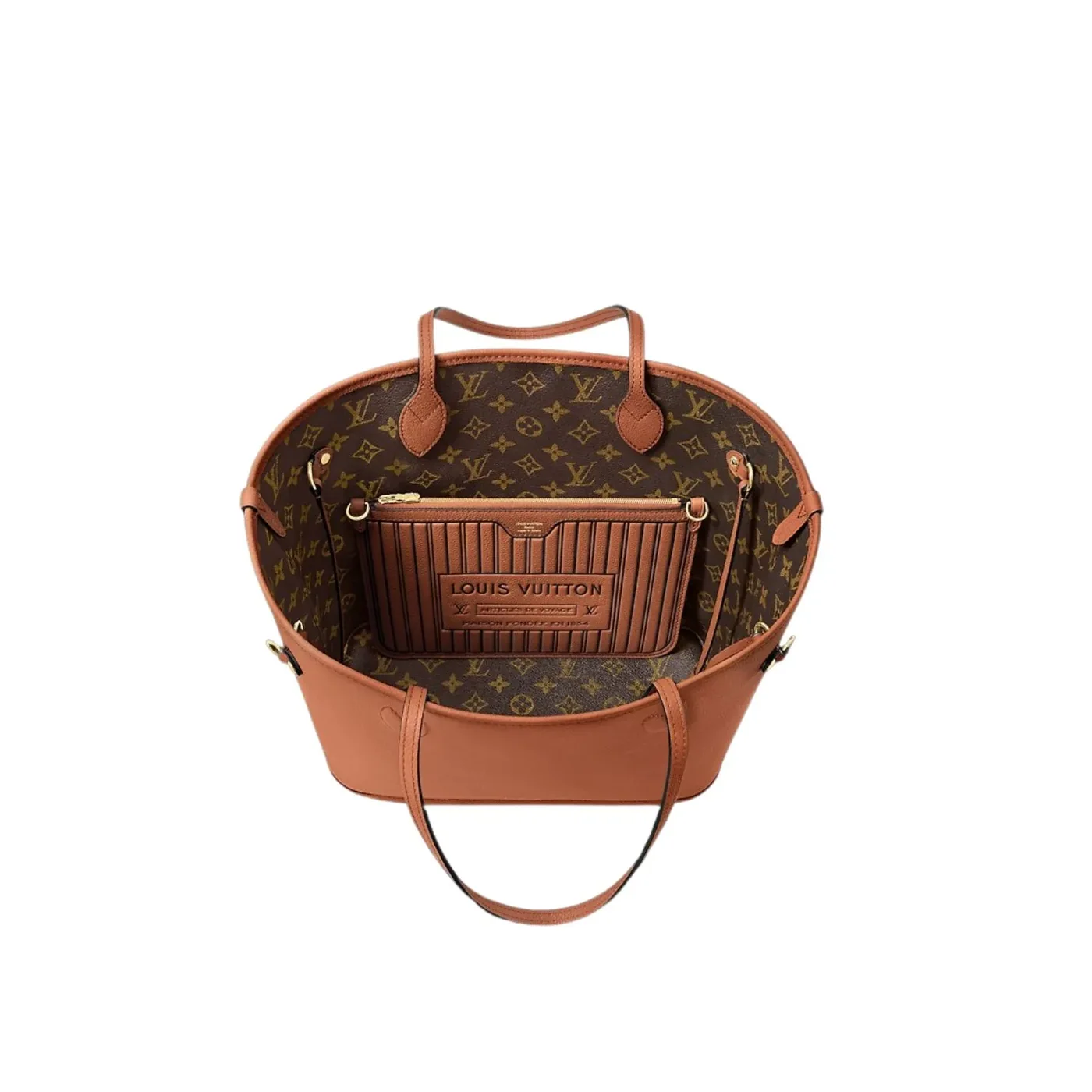 Louis Vuitton Neverfull Inside Out MM Tote Bag in Tan Gold Hardware Louis Vuitton Neverfull Inside Out MM Tote Bag in Tan Gold Hardware