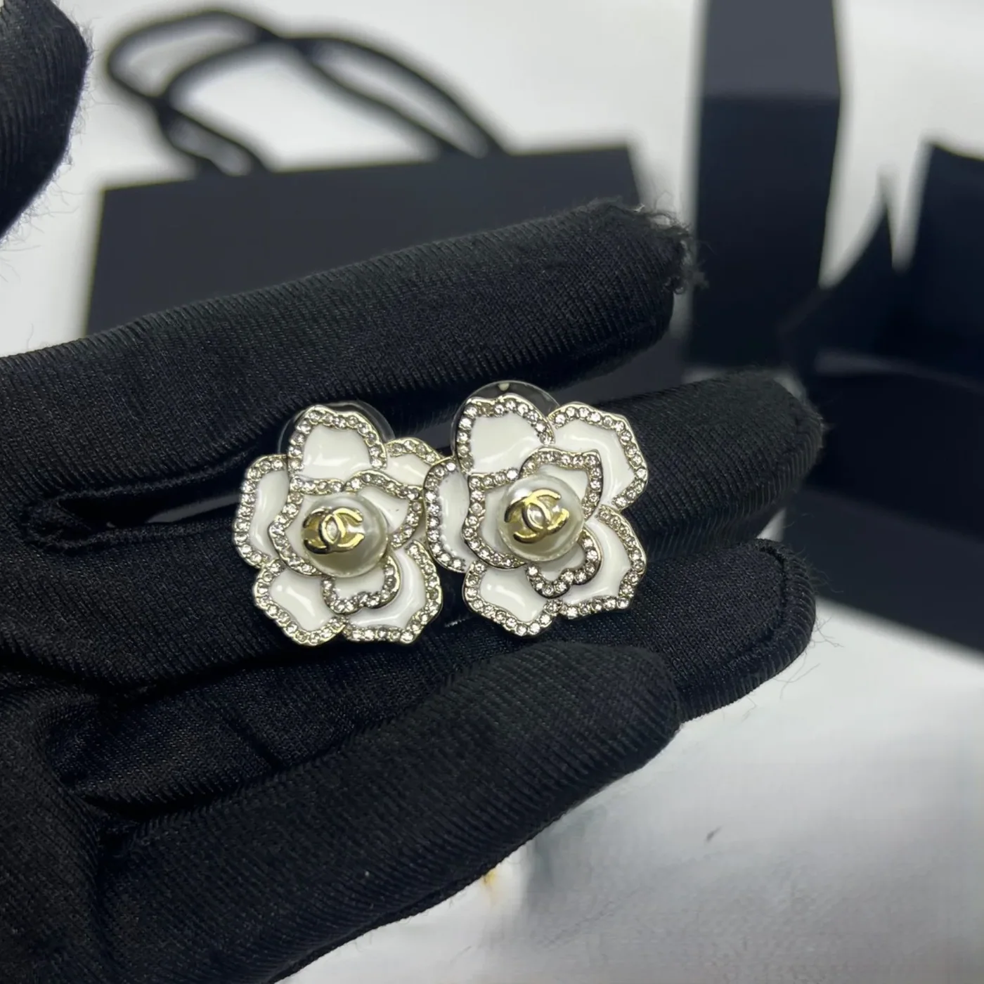 Chanel Sweet Lady Camellia Earrings White Chanel Sweet Lady Camellia Earrings White